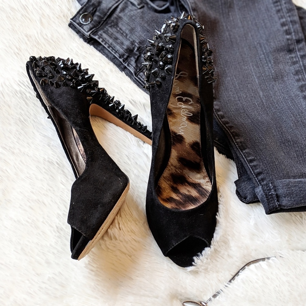 Sam Edelman Black Peep Toe Lorissa Heels Size 8.5